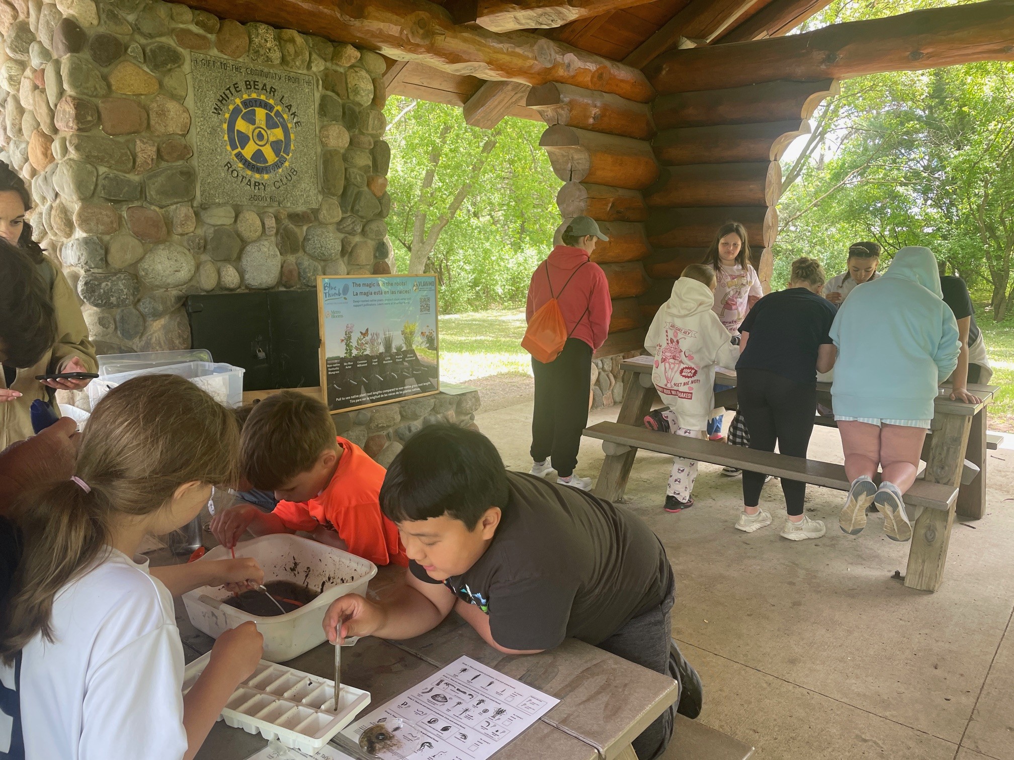 Image slide of Birch Lake Elementary students learning about wetland macroinvertebrates, spring 2026