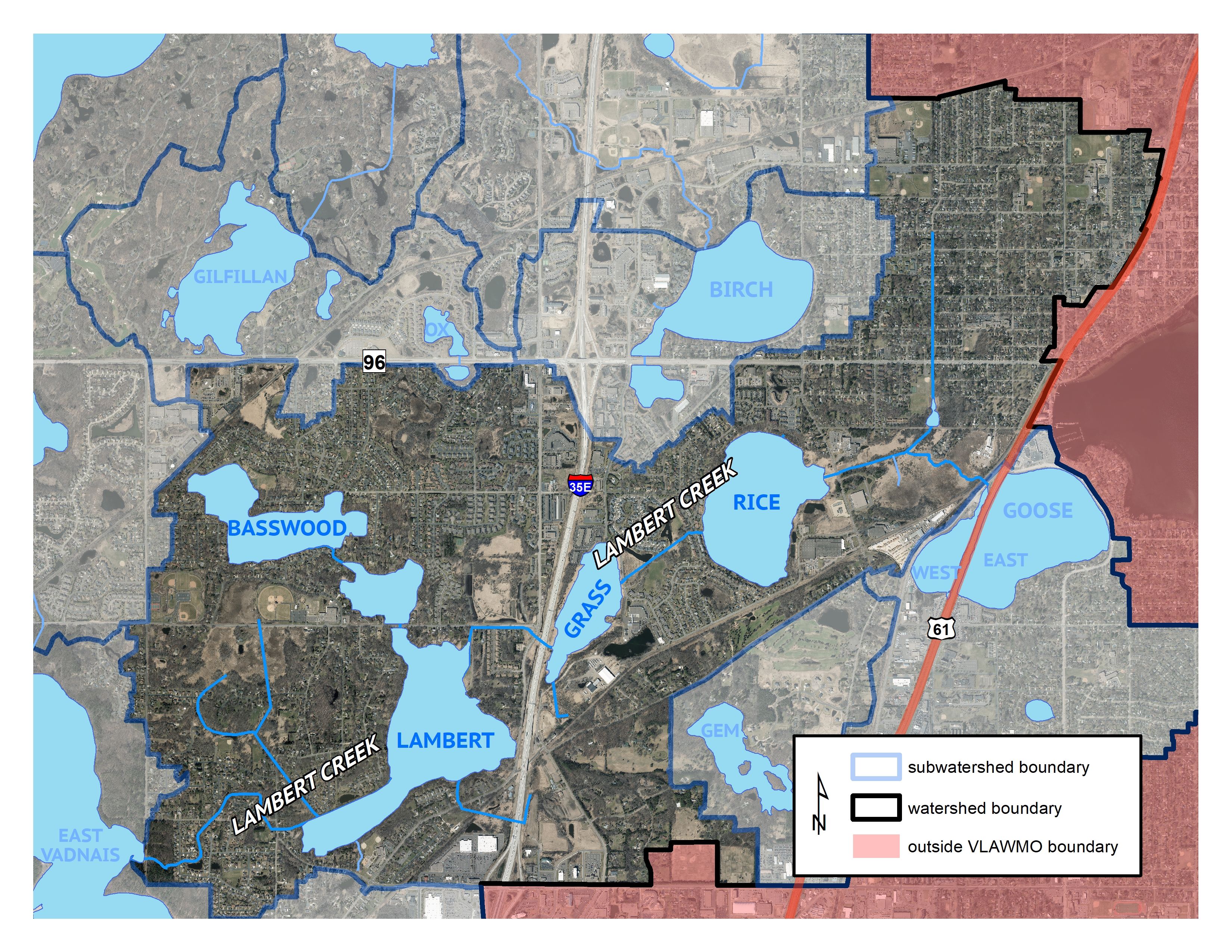 Lambert Creek map image in White Bear Lake, White Bear Township, Gem Lake, Vadnais Heights