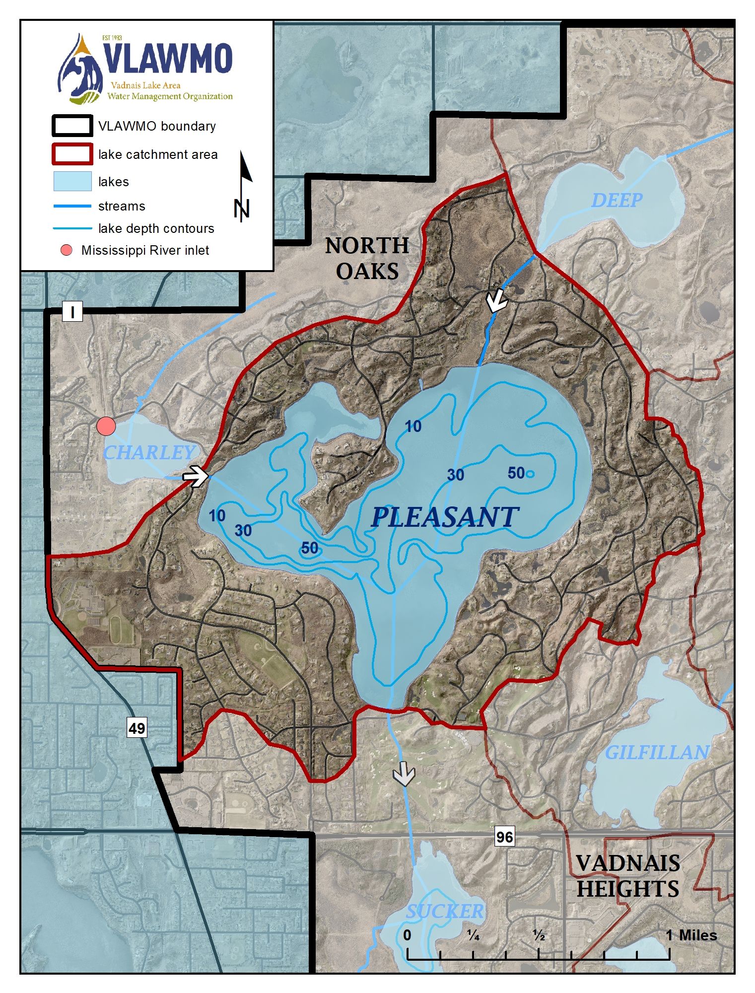 Pleasant Lake map image in North Oaks
